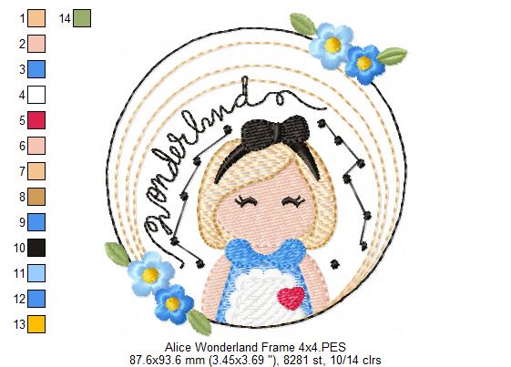 Alice in Wonderland Frame - Fill Stitch Embroidery