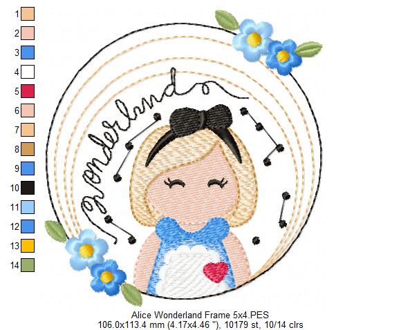 Alice in Wonderland Frame - Fill Stitch Embroidery