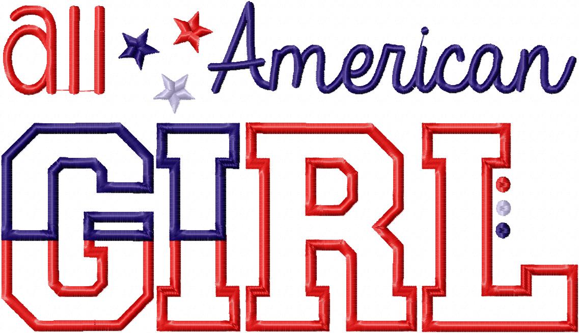 All American Girl & Boy – Appliqué – Machine Embroidery Design