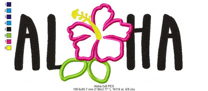 💗 Tropical Aloha Hibiscus 🌴 – Appliqué – Machine Embroidery Design