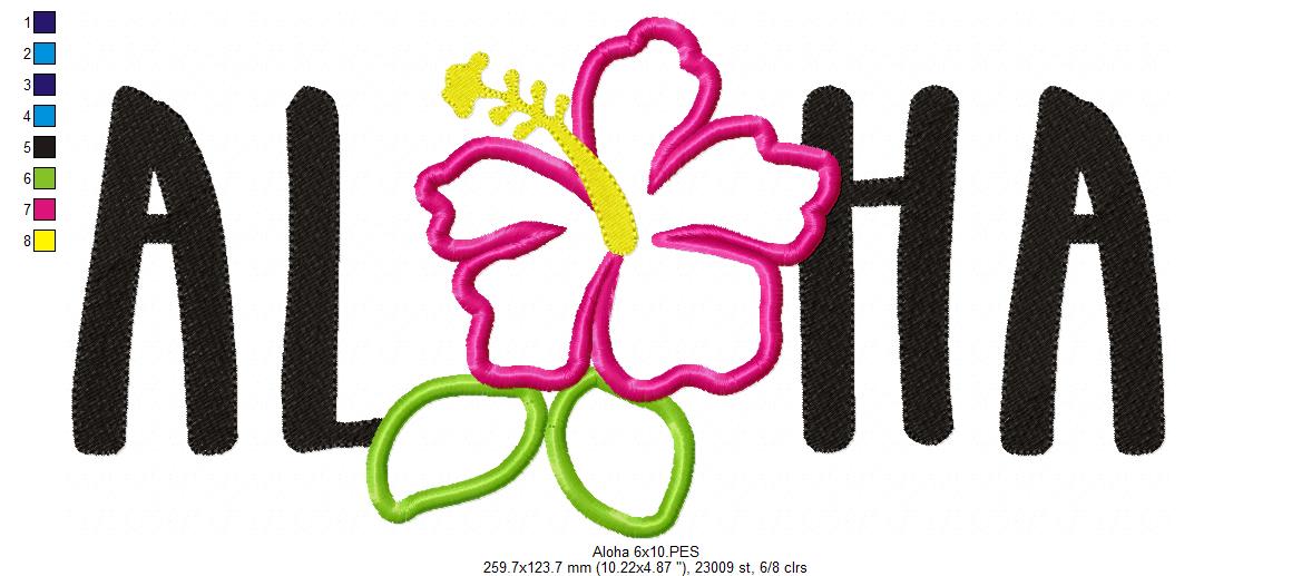 💗 Tropical Aloha Hibiscus 🌴 – Appliqué – Machine Embroidery Design