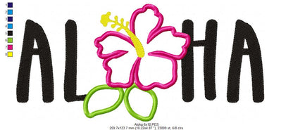 💗 Tropical Aloha Hibiscus 🌴 – Appliqué – Machine Embroidery Design