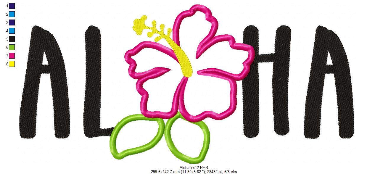 💗 Tropical Aloha Hibiscus 🌴 – Appliqué – Machine Embroidery Design