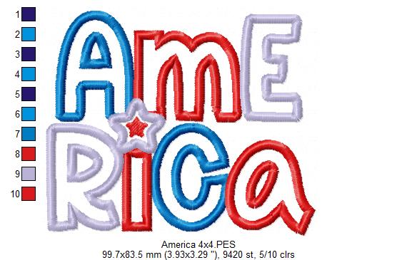 ✨ Sparkling America - Applique – Machine Embroidery Design