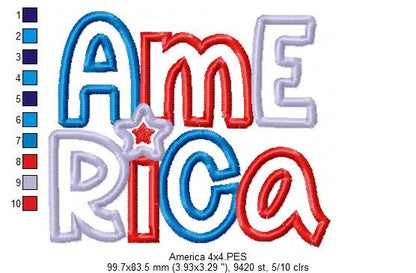 ✨ Sparkling America - Applique – Machine Embroidery Design