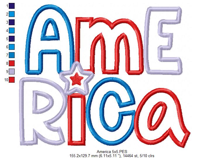 ✨ Sparkling America - Applique – Machine Embroidery Design