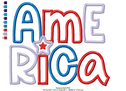 ✨ Sparkling America - Applique – Machine Embroidery Design