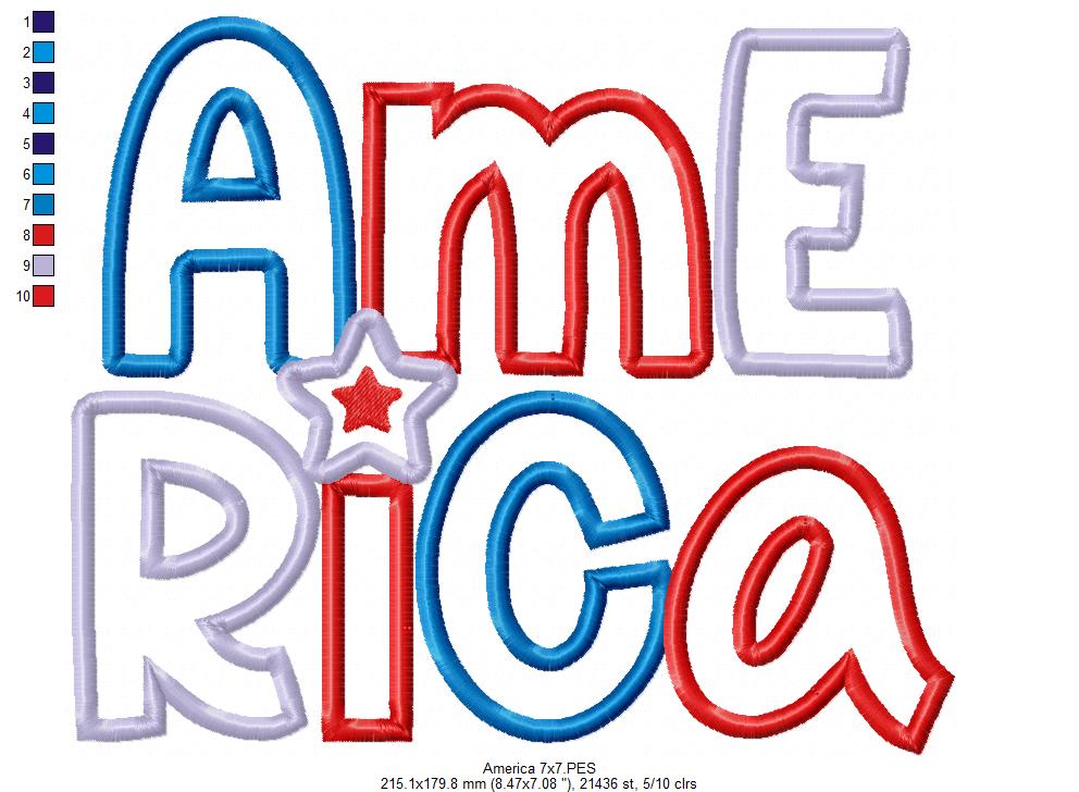 ✨ Sparkling America - Applique – Machine Embroidery Design