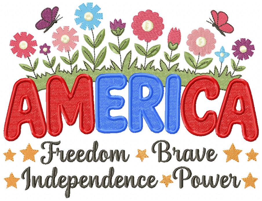 🌸 America in Bloom 🌼 – Fill Stitch – Machine Embroidery Design