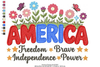 🌸 America in Bloom 🌼 – Fill Stitch – Machine Embroidery Design