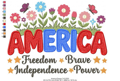 🌸 America in Bloom 🌼 – Fill Stitch – Machine Embroidery Design