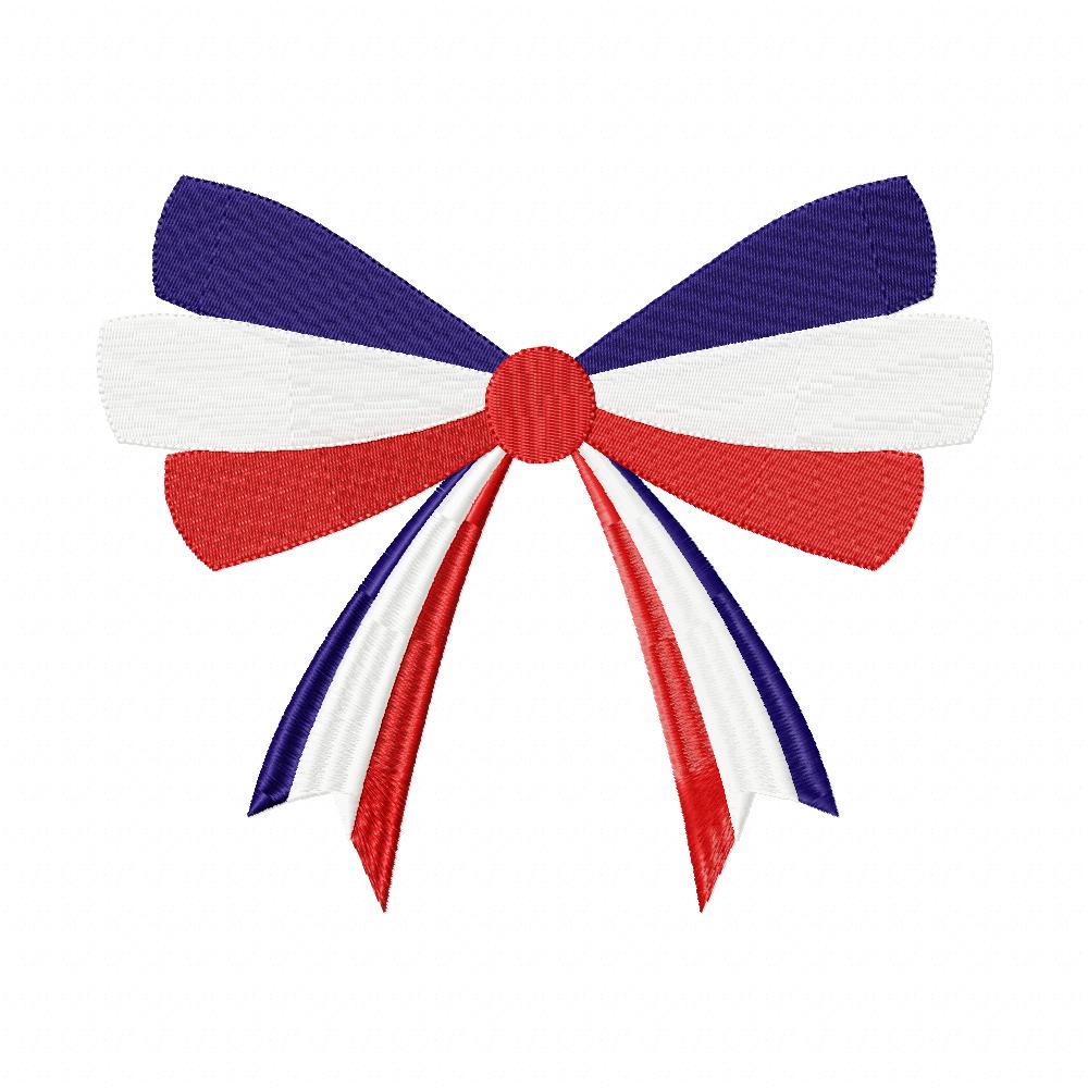 Patriotic 4th of July American Bow - Fill Stitch - 1x1 2x2 3x3 4x4 5x4 5x7 5x8 6x10 7x12