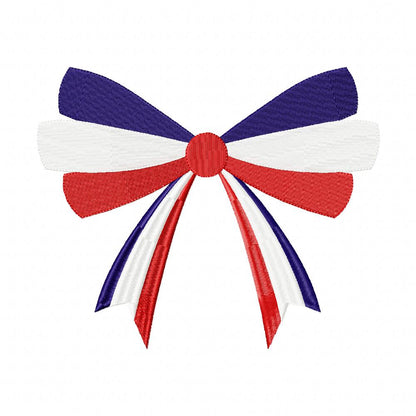 Patriotic 4th of July American Bow - Fill Stitch - 1x1 2x2 3x3 4x4 5x4 5x7 5x8 6x10 7x12
