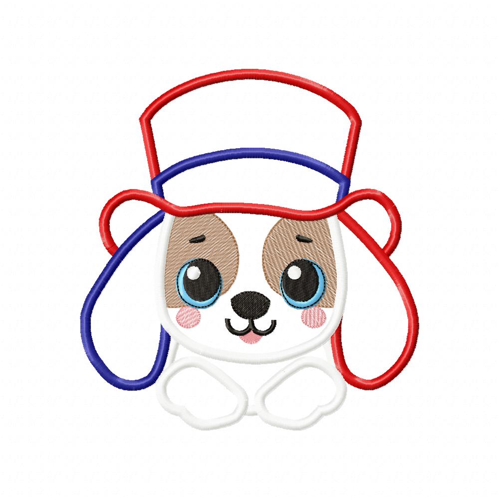 Patriotic 4th of July Dog - Applique - Machine Embroidery Design