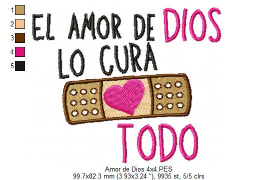 El Amor de Dios lo Cura Todo - Fill Stitch - Machine Embroidery Design