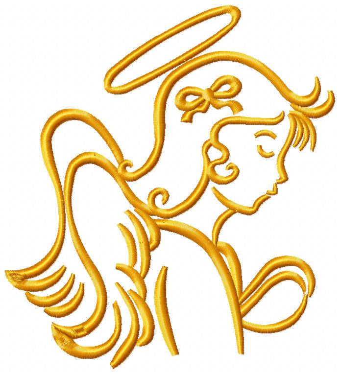 Sweet Angel Girl Outline Design - Satin Stitch – Machine Embroidery Design