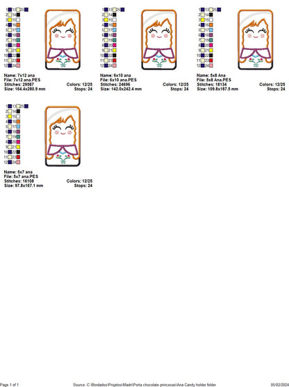 Anna Princess Frozen Candy Holder - ITH Project - Machine Embroidery Design