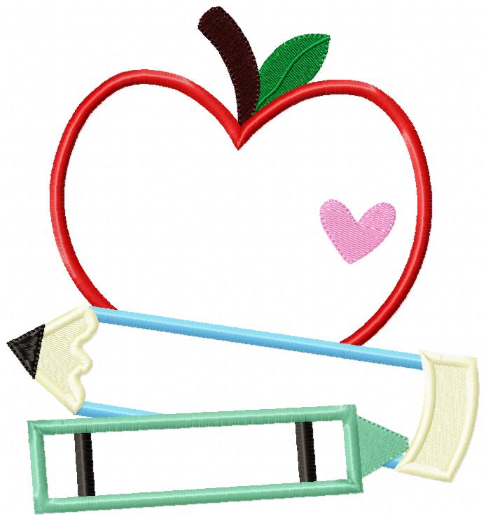 Sweet Teacher Apple 🍎 – Applique - Machine Embroidery Design