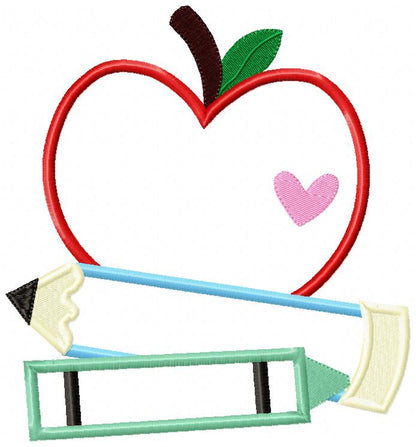 Sweet Teacher Apple 🍎 – Applique - Machine Embroidery Design