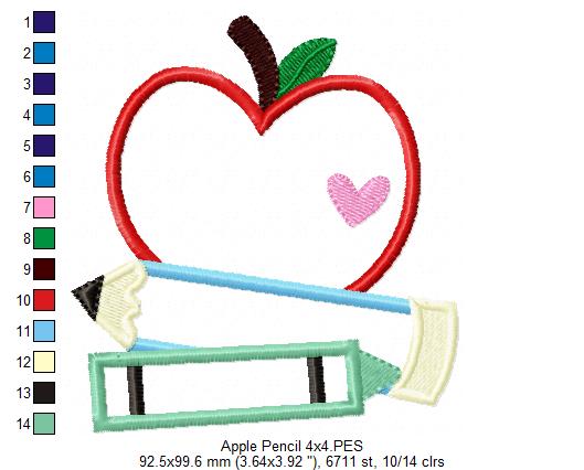 Sweet Teacher Apple 🍎 – Applique - Machine Embroidery Design
