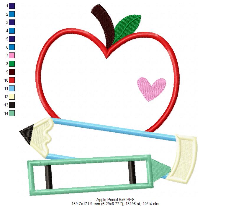 Sweet Teacher Apple 🍎 – Applique - Machine Embroidery Design