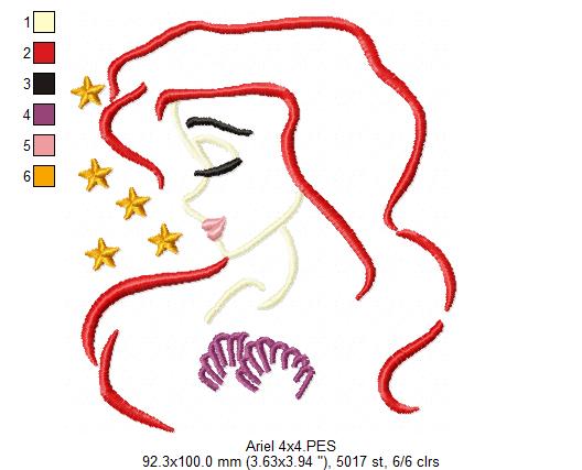 Mermaid Ariel - Fill Stitch Embroidery