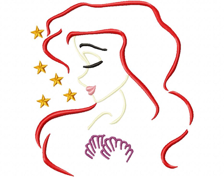 Mermaid Ariel - Fill Stitch Embroidery