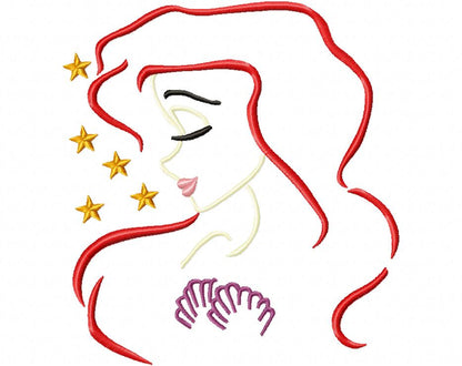 Mermaid Ariel - Fill Stitch Embroidery