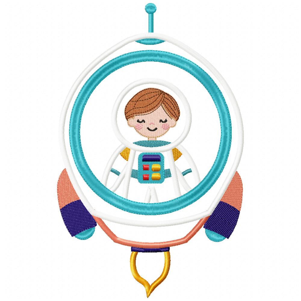 Astronaut Space Rocket Boy - Applique - Machine Embroidery Design