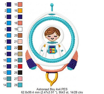 Astronaut Space Rocket Boy - Applique - Machine Embroidery Design