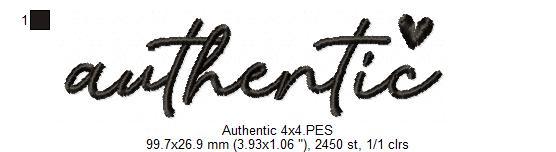 Authentic Word Embroidery Design – Satin Stitch - Machine Embroidery Design