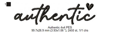 Authentic Word Embroidery Design – Satin Stitch - Machine Embroidery Design