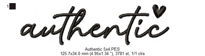 Authentic Word Embroidery Design – Satin Stitch - Machine Embroidery Design