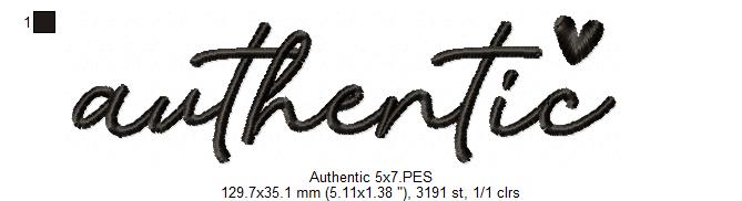 Authentic Word Embroidery Design – Satin Stitch - Machine Embroidery Design