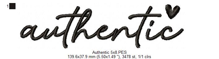 Authentic Word Embroidery Design – Satin Stitch - Machine Embroidery Design