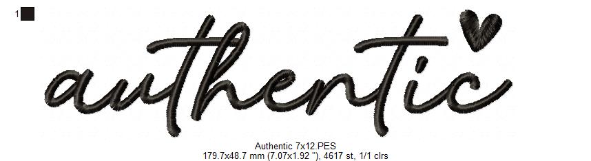 Authentic Word Embroidery Design – Satin Stitch - Machine Embroidery Design