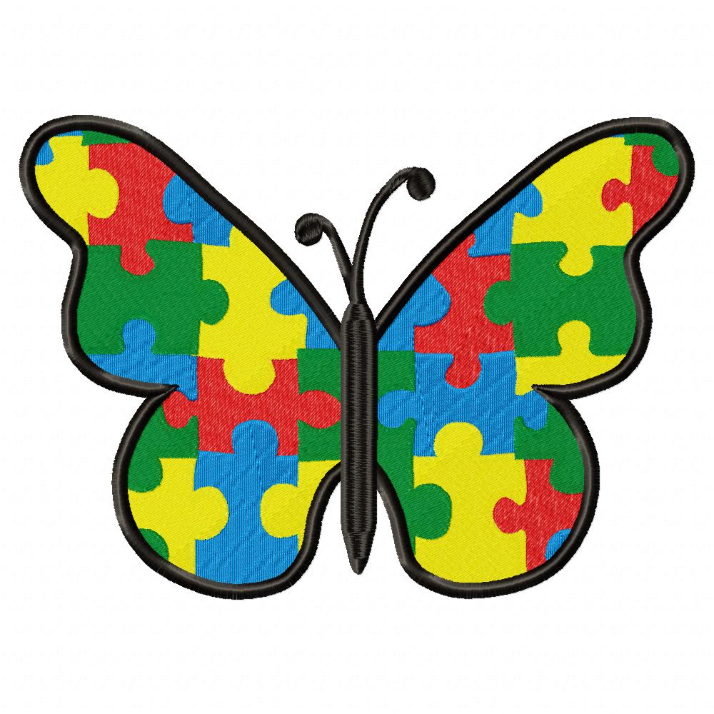 Autism Puzzle Butterfly - Fill Stitch