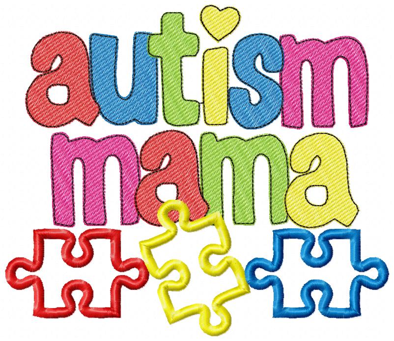 Autism Mama - Applique & Sketch Stitch - Machine Embroidery Design