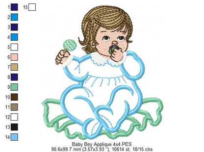 Baby Boy with Candy - Applique - Machine Embroidery Design