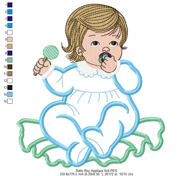 Baby Boy with Candy - Applique - Machine Embroidery Design