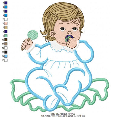 Baby Boy with Candy - Applique - Machine Embroidery Design