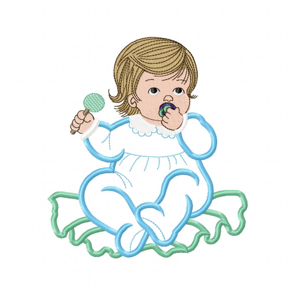Baby Boy with Candy - Applique - Machine Embroidery Design