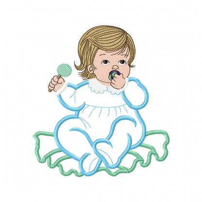 Baby Boy with Candy - Applique - Machine Embroidery Design