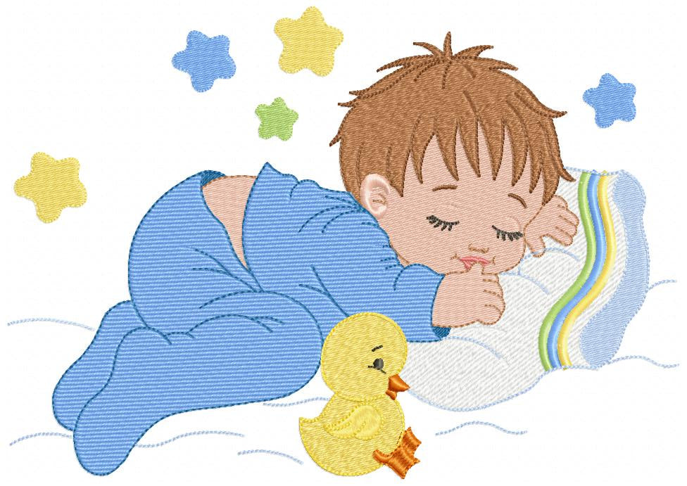 Baby Boy Sleeping - Fill Stitch - Machine Embroidery Design