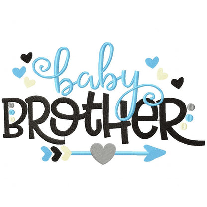 Baby Brother Arrow and Hearts - Fill Stitch - Machine Embroidery Design