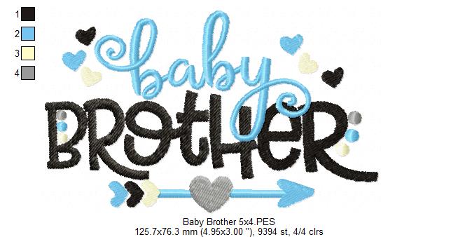 Baby Brother Arrow and Hearts - Fill Stitch - Machine Embroidery Design