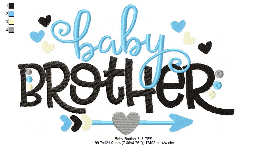 Baby Brother Arrow and Hearts - Fill Stitch - Machine Embroidery Design