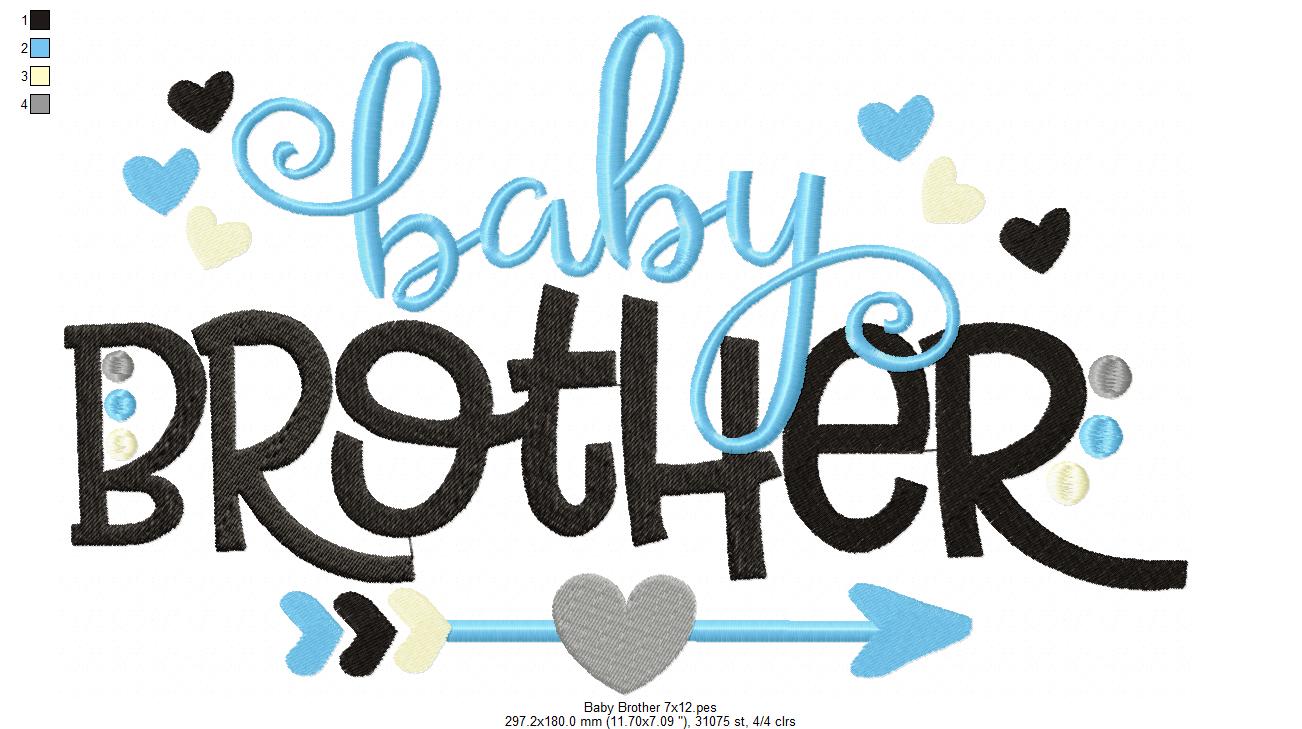 Baby Brother Arrow and Hearts - Fill Stitch - Machine Embroidery Design
