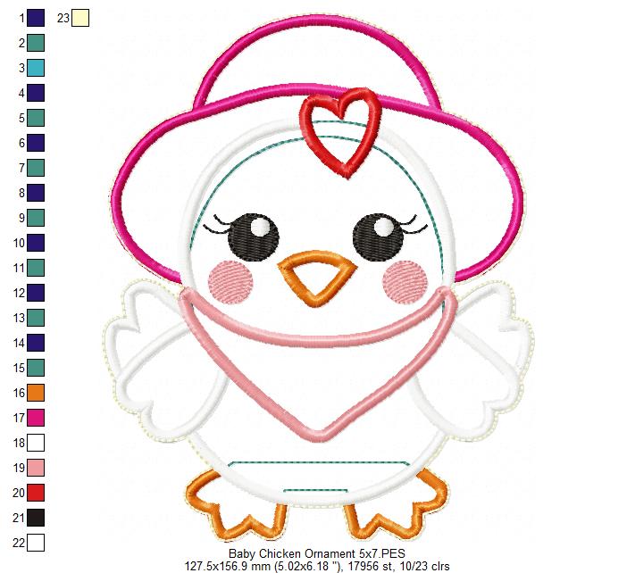 Baby Chicken Apply for Spoon - ITH Project - Machine Embroidery Design