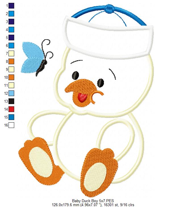 Baby Duck Boy and Girl - Applique - Set of 2 designs